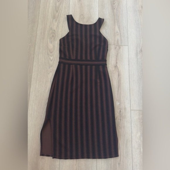 Maeve by Anthropologie Black and Brown Asymmetrical Halter Sheath Dress - Picture 9 of 9